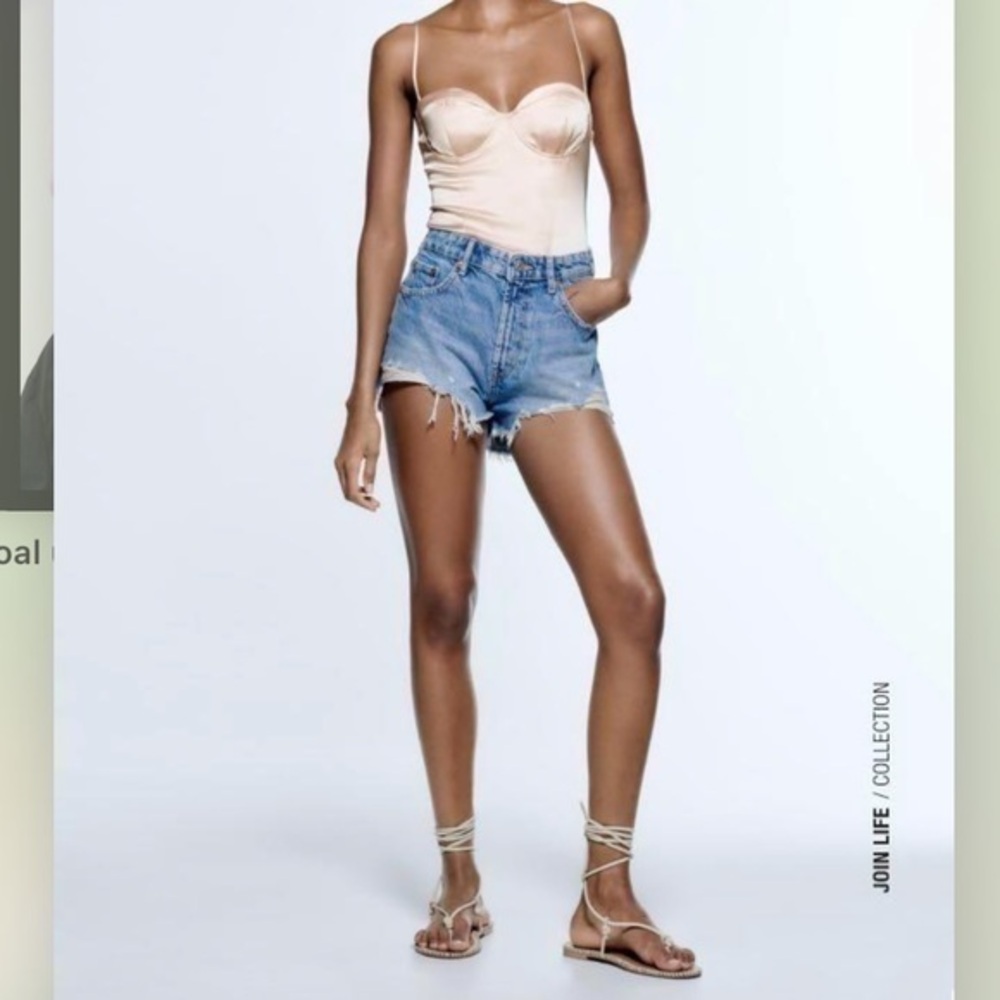 New Zara | Biege Satin Effect Corset Bodysuit